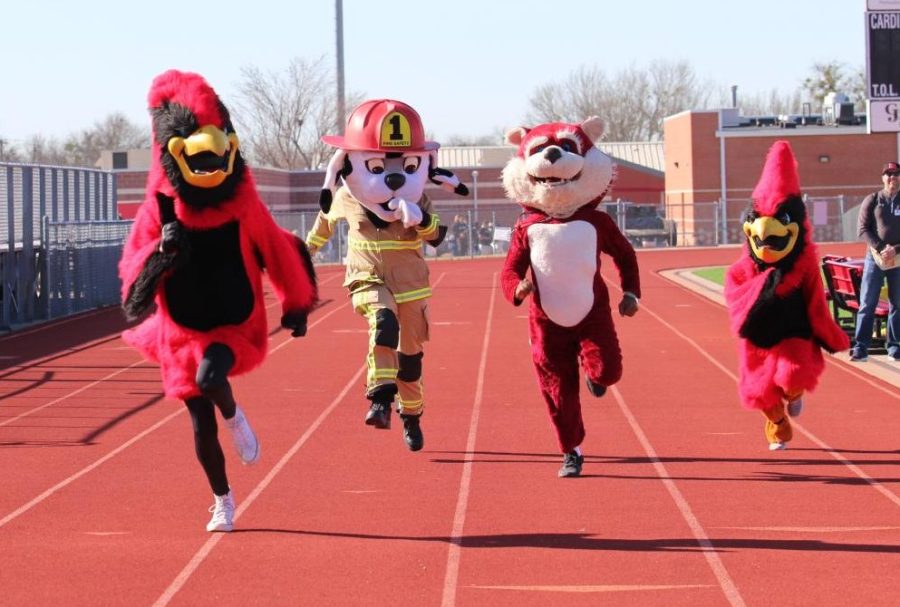 Birdie wins mascot race at Special Olympics Track Meet held March 25.