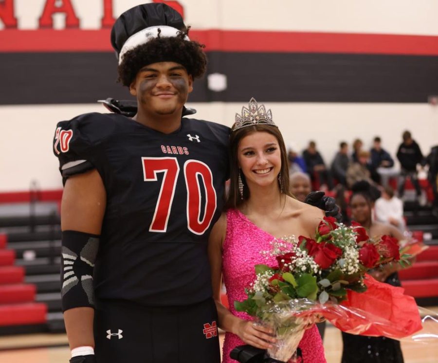 Seniors Trevor Goosby and Sydney Freeland are crowned the 2022 Homecoming King and Queen in a pre-game ceremony held in the middle school gym on Oct. 28.