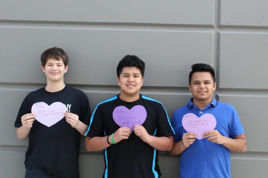 Students receive heart messages from the Student Council on Valentines Day. 
