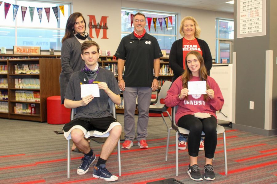 Pictured left to right, front row: Mason Doherty, Paityn Garlington. Back row Meredith Easter- Counselor, Kenneth Wooten- Principal, Christina Stover- Counselor