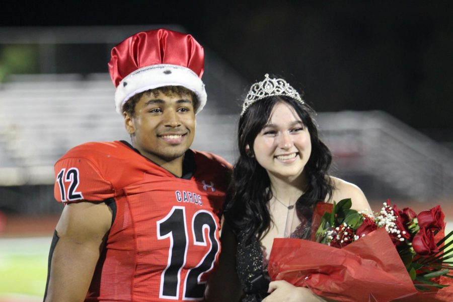 Seniors Ashton Mitchell-Johnson and Mattie McGrady are crowned Homecoming King & Queen.