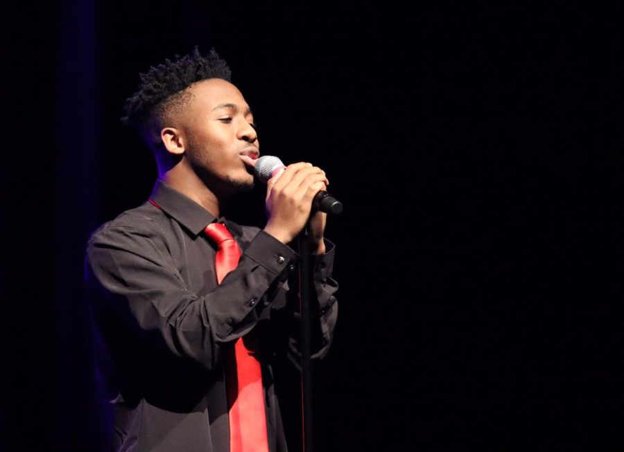 Junior Isaiah James performs Never Had a Friend Like Me from Aladdin at Melissa Theatres Cardinal Cabaret on Feb. 1.