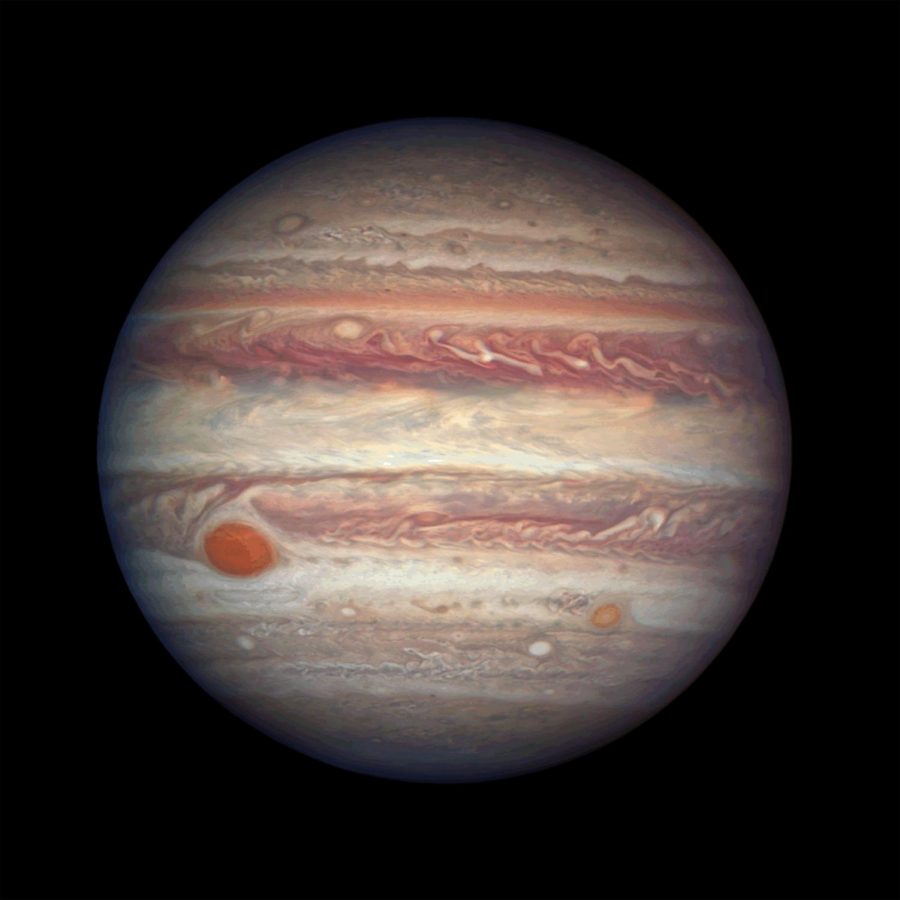 A close-up photograph of Jupiter