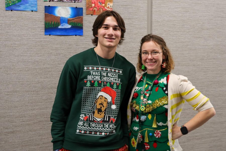 Students+and+teachers+get+into+the+holiday+spirit+by+wearing+ugly+sweaters+on+Fridays+in+December.