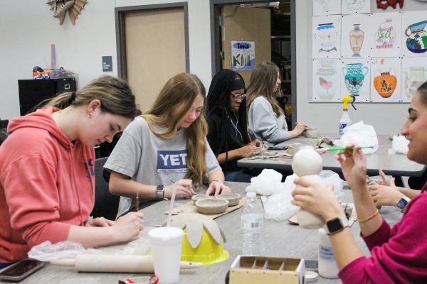 Students in Ms. Ortizs class work on their nesting bowls.