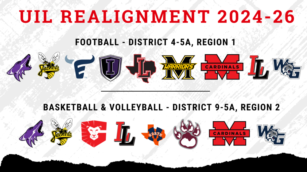 Cardinals in 5A Division 2 Football and District 9-5A Volleyball and Basketball: UIL Alignments 2024-26