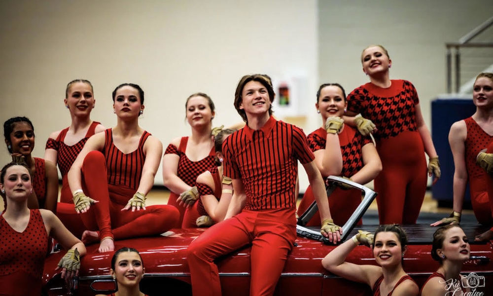Winter+Guard+prepares+to+start+their+Fast+Car+routine+at+the+NTCA+competition+in+Red+Oak+on+Feb.+3.