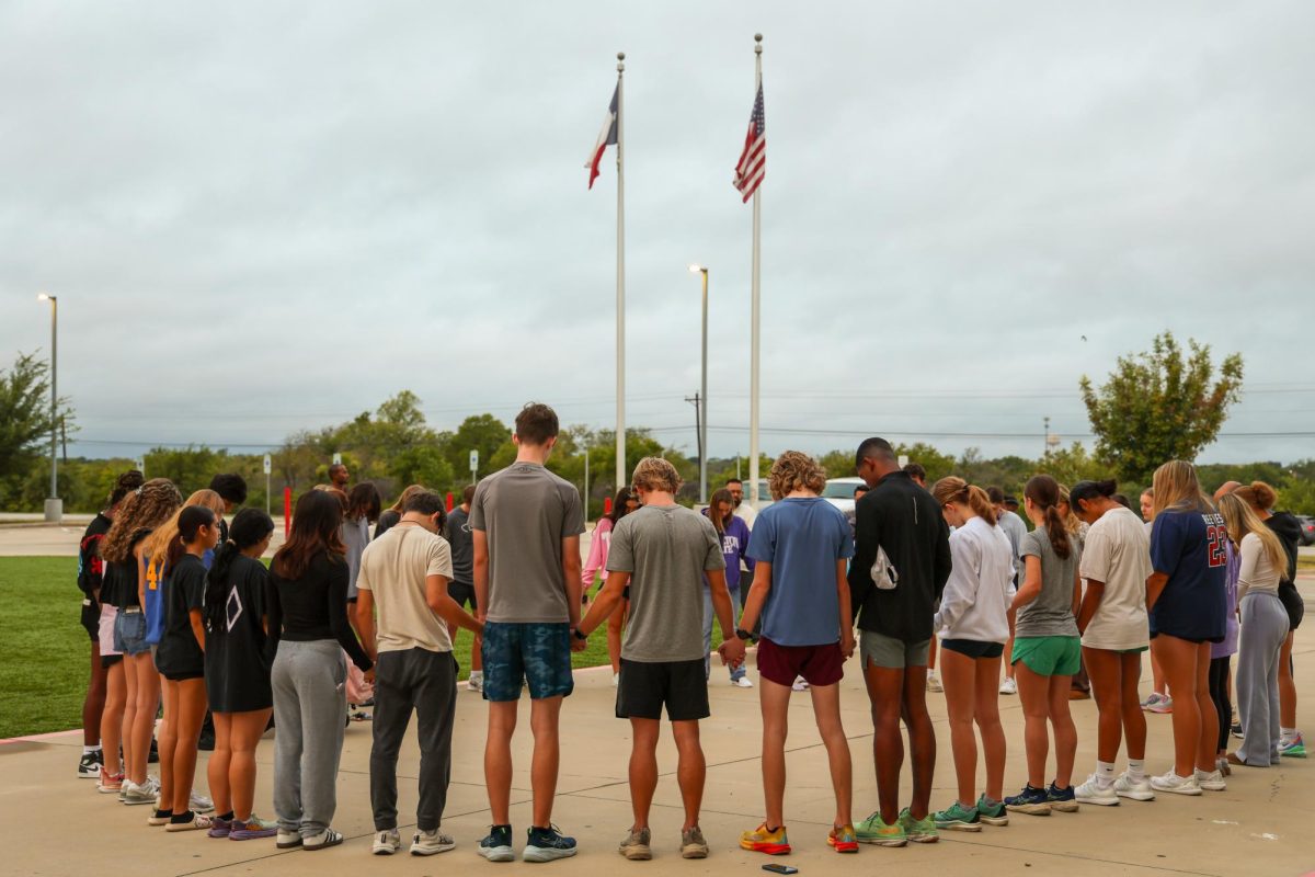 Students gather for fellowship and prayer at the annual See You at the Pole event on Sept. 25, sponsored by FCA.